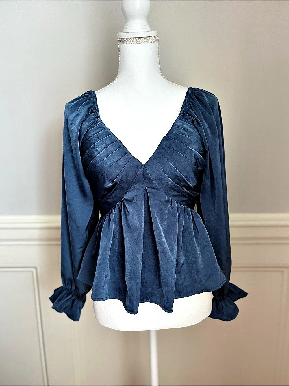 Fab’rik Slate Blue Peplum Blouse